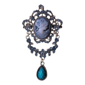 Elegant Blue Cameo Brooch